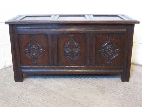 Antique Victorian Country Oak Coffer C1860