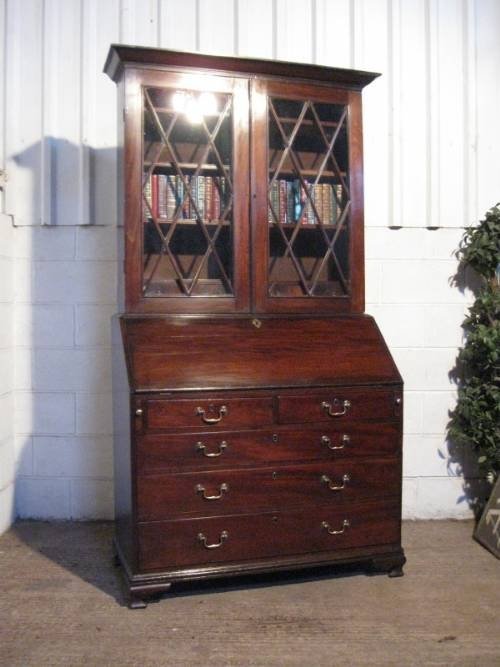 fig 1. ANTIQUE GEORGIAN MAHOGANY BUREAU BOOKCASE C1780