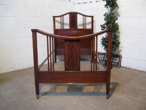 Superb Antique Edwardian Inlaid Mahogany Single Bedstead C1900