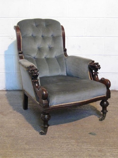 Antique Victorian Mahogany Framed Armchair C1860