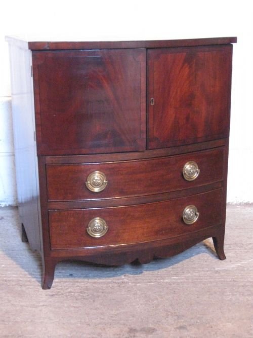 Antique Georgian Bow Fronted Mahogany Night Stand or Cabinet C1780