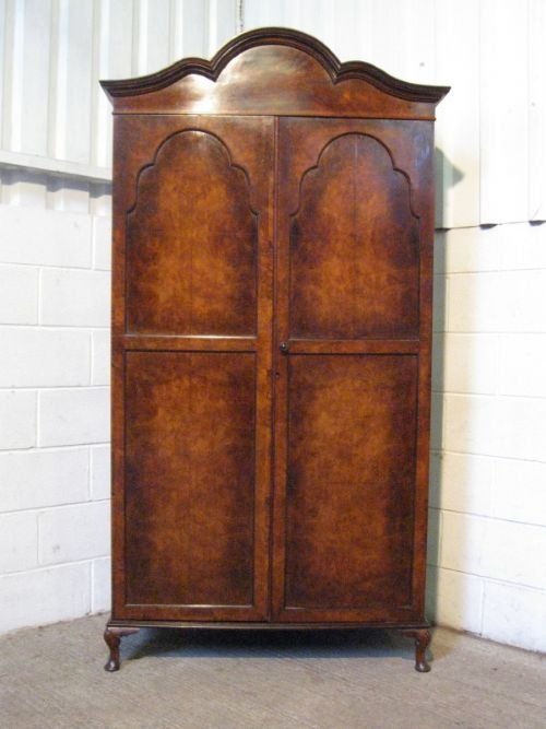 Gorgeous Antique Edwardian Burr Walnut Wardrobe Armoire C190