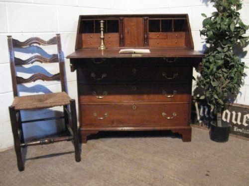 Antique Georgian Oak Bureau with Secret Drawers C1780