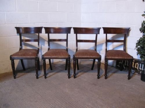 Antique Set Four Wiliam 1v Cuban Mahogany Dining Chairs C1820