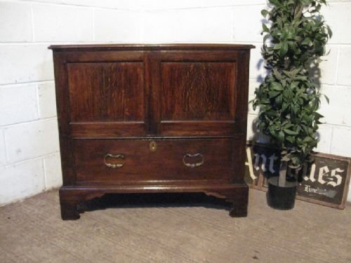 Antique George 11 Country Oak Mule Chest of Unusual Size C1720