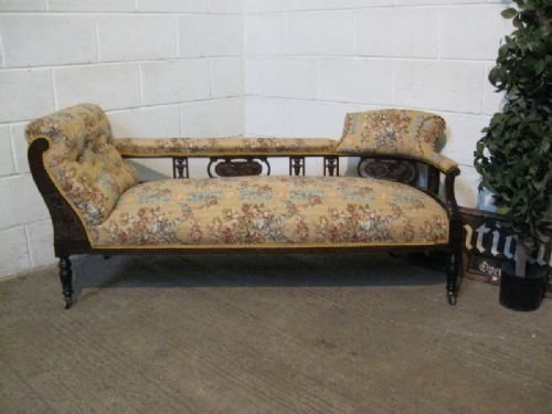 Antique Edwardian Mahogany Tub Ended Chaise Longue Sofa / Day Bed C1890