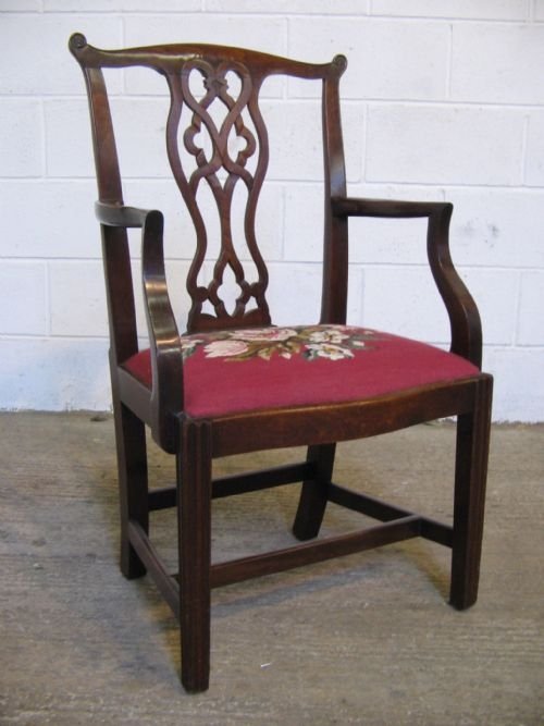 Georgian Solid Mahogany Elbow Desk Chair C1760