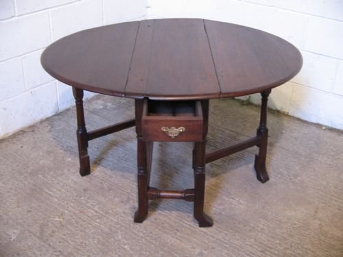Antique Georgian Solid Oak Plank Top Gate Leg Table C1760