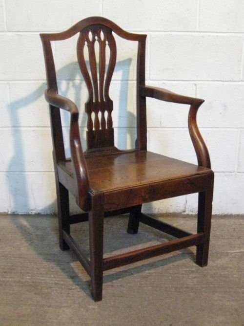 Lovely Antique Georgian Oak Side Desk Elbow Chair C1780
