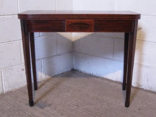 Antique Regency Inlaid Mahogany Fold Over Tea Table C1800