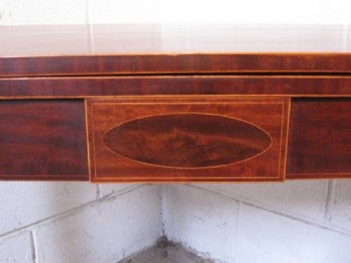 fig 1. ANTIQUE REGENCY INLAID MAHOGANY FOLD OVER TEA TABLE C1800