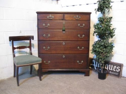 Georgian 5 Height Solid Oak Chest of Drawers C1780