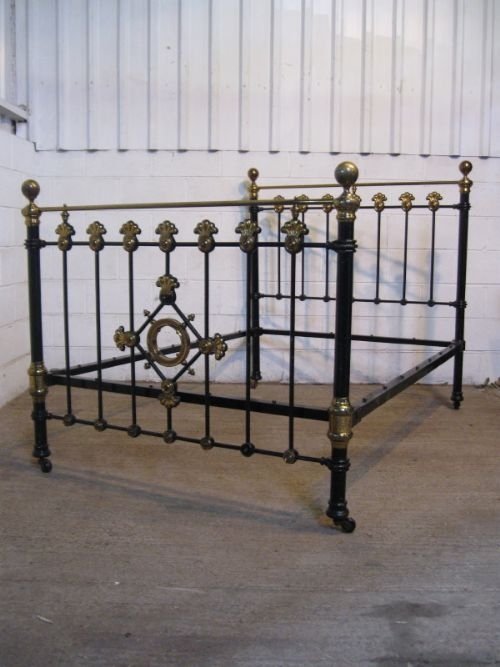 Impressive Antique Victorian Brass Double Bed C1860