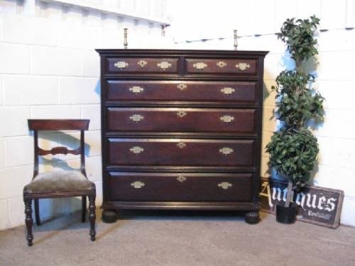 fig 1. ANTIQUE JACOBEAN 17TH CENT COUNTRY OAK CHEST OF DRAWERS C1620