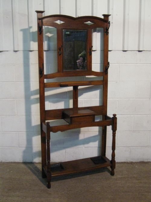 Lovely Antique Solid Oak Arts & Crafts Hall Stand C1890