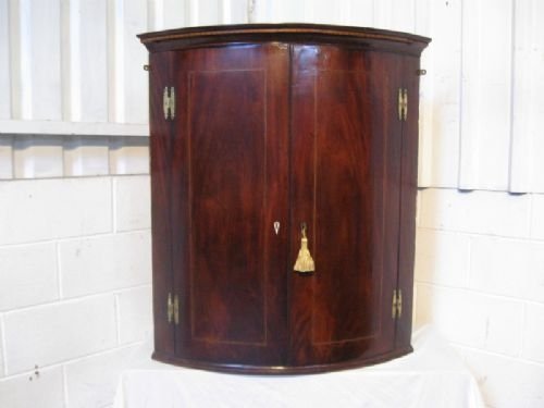 Superb Antique Georgian Barrel Fronted Mahogany Corner Cabnet C1780