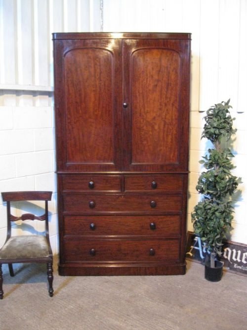 Quality Antique Victorian Mahogany Linen Press on Chest of Drawers C1880