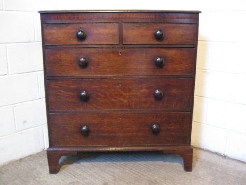 Antique Georgian Oak & Mahogany Chest of Drawers C1780