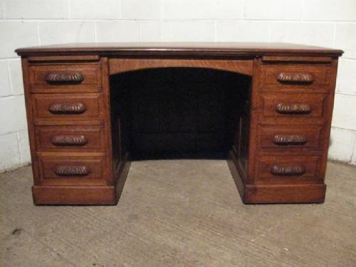 Superb Antique Edwardian Solid Tiger Oak Twin Pedastal Desk C1900 Wdb200/22.7