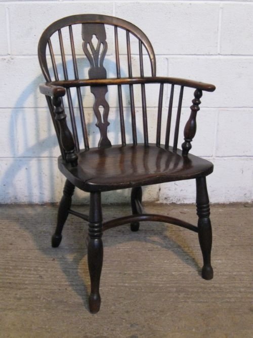 Antique Early Victorian Country Elm and Ash Windsor Chair C1850