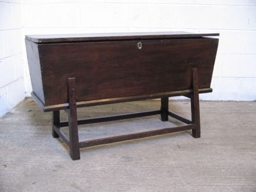 French Country Oak Coffer on Stand C1760