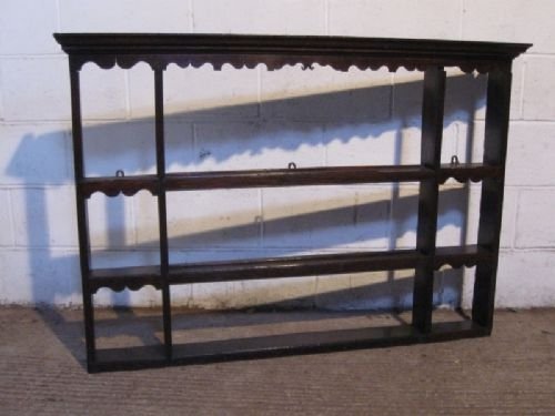 Antique Georgian Country Oak Dresser Plate Rack C1780