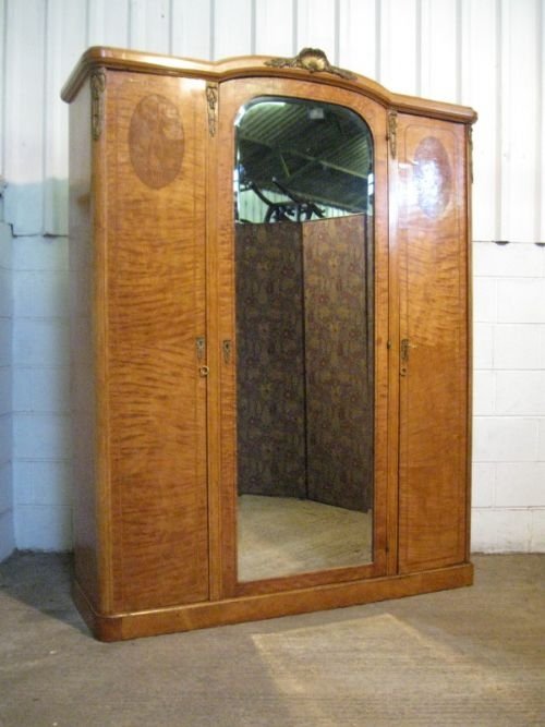 Antique French Louis Inlaid Maple & Ormolu Wardrobe Armoire C1880