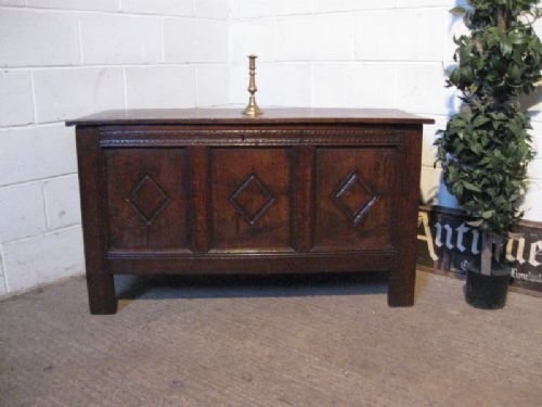 Antique Charles 11 Country Oak Coffer C1660