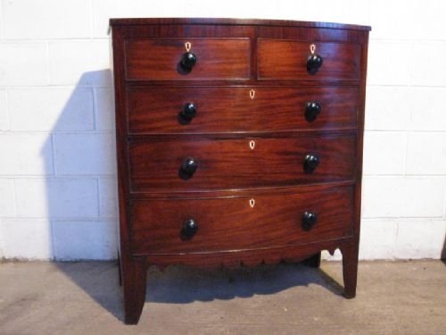 Antique Victorian Mahogany Bow Front Chest of Drawers C1860