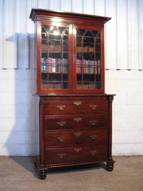 fig 1. GORGEOUS WILLIAM 1V MAHOGANY SECRETAIRE BOOKCASE BUREAU C1820 WDB590/25.7