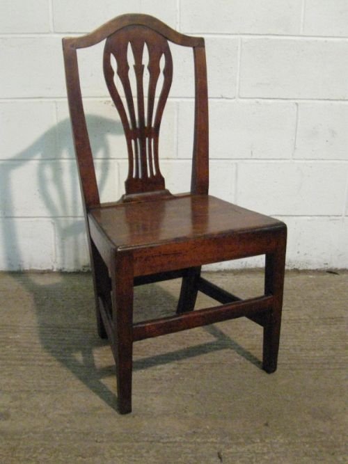 Antique Georgian Country Oak Side Hall Chair C1780