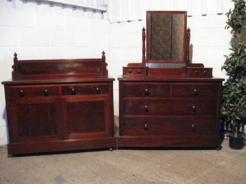 Antique Victorian Mahogany Matching Dressing Table Chest and Washstand Sideboard C1880