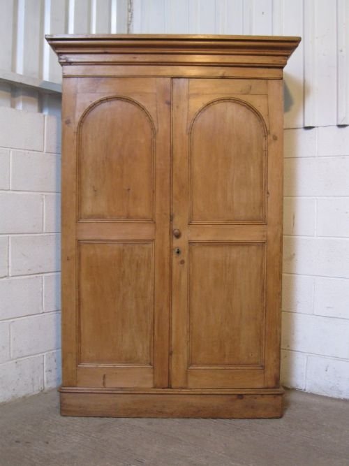 Original Antique Victorian Solid Pine Wardrobe Armoire C1860