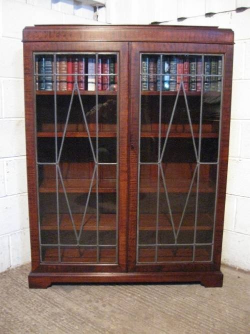 fig 1. ANTIQUE EDWARDIAN MAHOGANY GLAZED BOOKCASE C1900