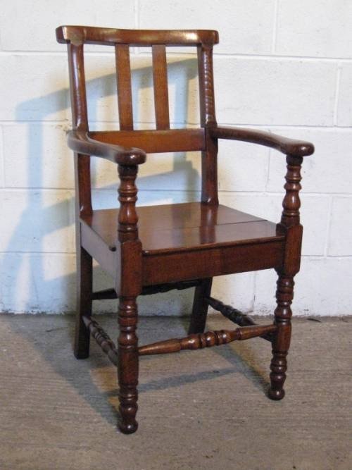 Lovely Antique Georgian Country Oak Side Hall Library Chair C1780