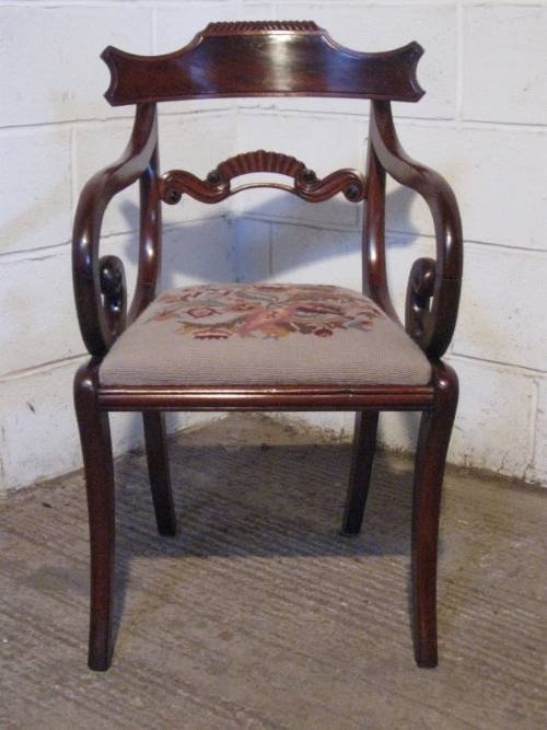 fig 1. ANTIQUE REGENCY MAHOGANY ELBOW DESK CHAIR  C1800