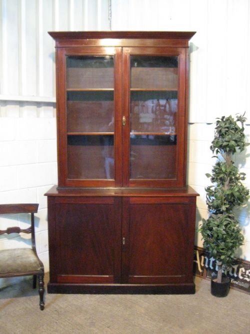 Large Antique Edwardian Mahogany Solicitors Bookcase on Cabinet C1900