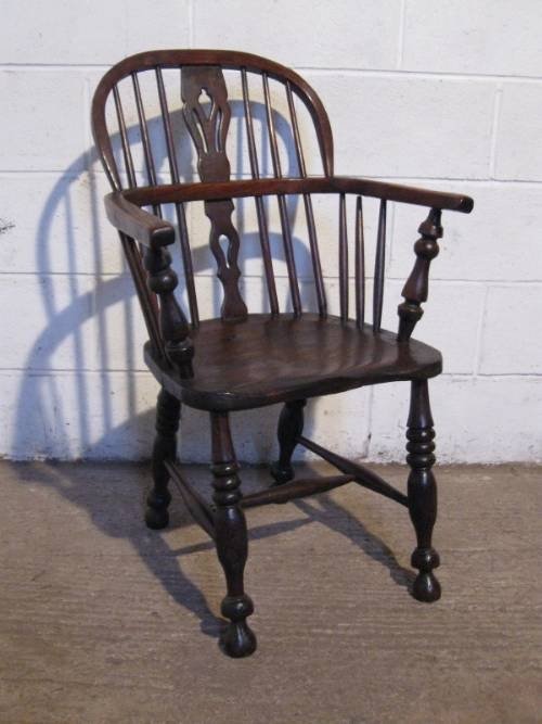 Antique Early Victorian Solid Ash & Elm Windsor Chair C1840