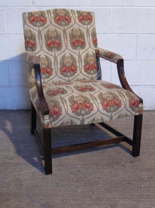 Antique Edwardian Gainsborough Mahogany Salon Armchair C1900