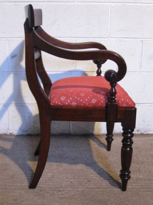 Antique Regency Mahogany Side Hall Desk Elbow Chair C1800