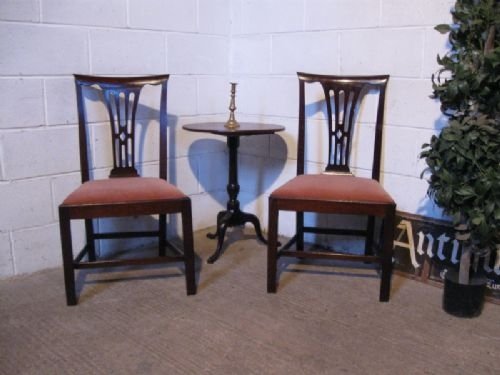 Antique Pair Georgian Mahogany Side Hall Chairs C1780