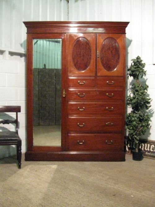 Excellent Quality Antique Edwardian Solid Mahogany Wardrobe Compactum Armoire by Maples & Co C1900