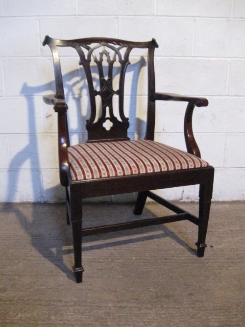 Large Antique Georgian Regency Mahogany Side Hall Elbow Chair C1800