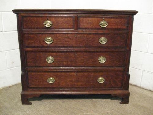 Antique Georgian Solid Country Oak & Mahogany Chest of Drawers C1780