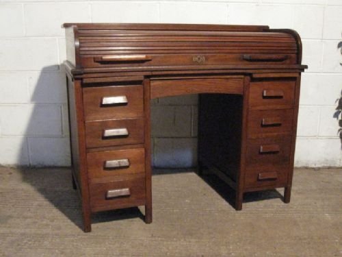Antique Edwardian Oak Tambor Roll Top Desk C1900 Refwdb130/4.8