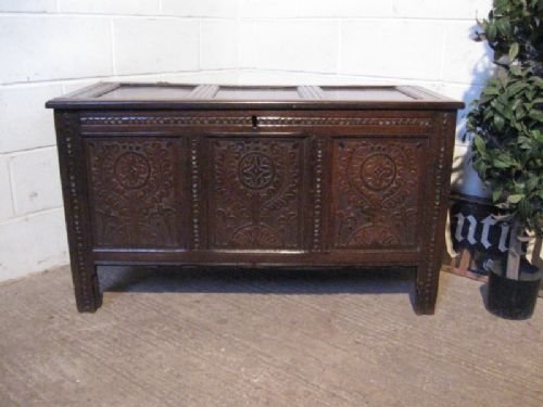 Antique Original James 11 Carved Oak Coffer C1680