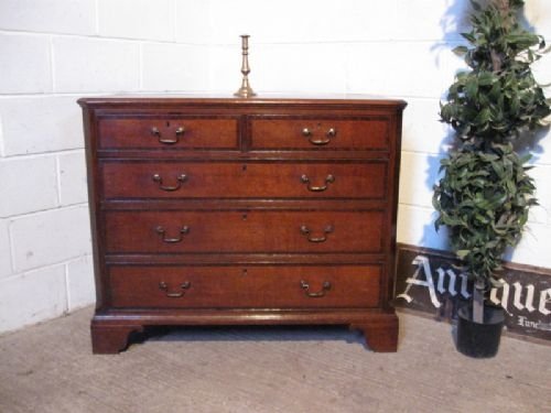 Antique Georgian Oak & Mahogany Banded Chest of Drawers C1780