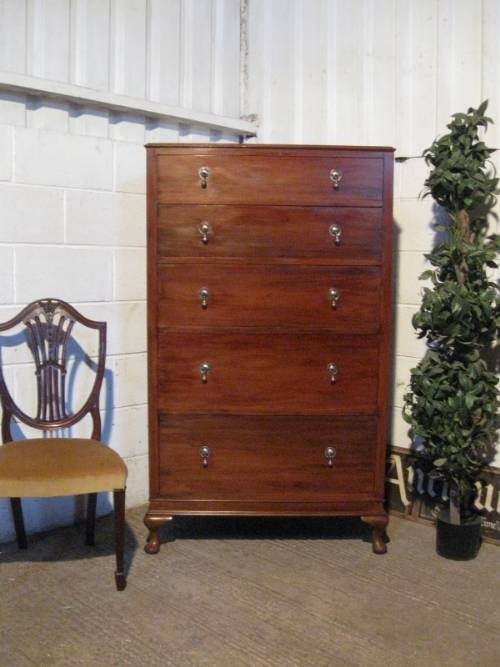 fig 1. QUALITY ANTIQUE EDWARDIAN WALNUT TALL CHEST OF DRAWERS C1900 REFWDB90/4.8