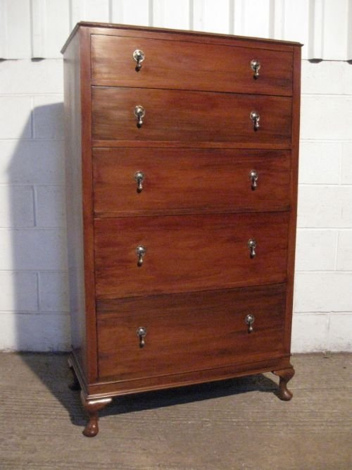 Quality Antique Edwardian Walnut Tall Chest of Drawers C1900 Refwdb90/4.8