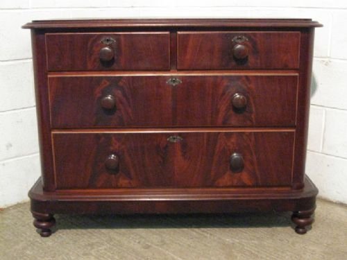 Lovely Antique Victorian Mahogany Low Chest of Drawers C1880
